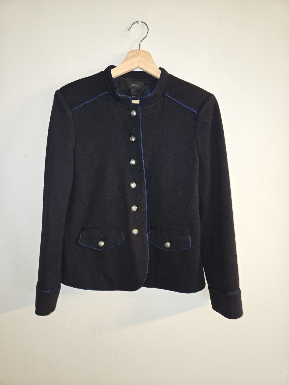 J.Crew Navy Wool Blazer 6 Silver Buttons Heritage Prep Nautical Officecore Retro